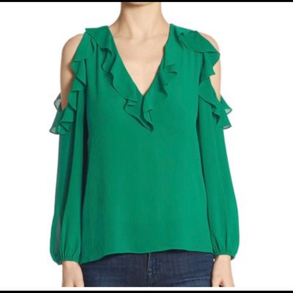 Alice + Olivia Tops - HP⭐️ ALICE + OLIVIA cold shoulder green blouse